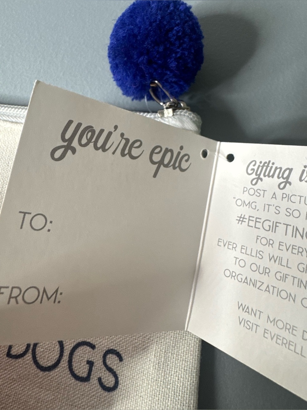 Ever Ellis canvas Cosmetic Pouch - "I'm Just Here to Pet All the Dogs" with Pom - Picture 3 of 4